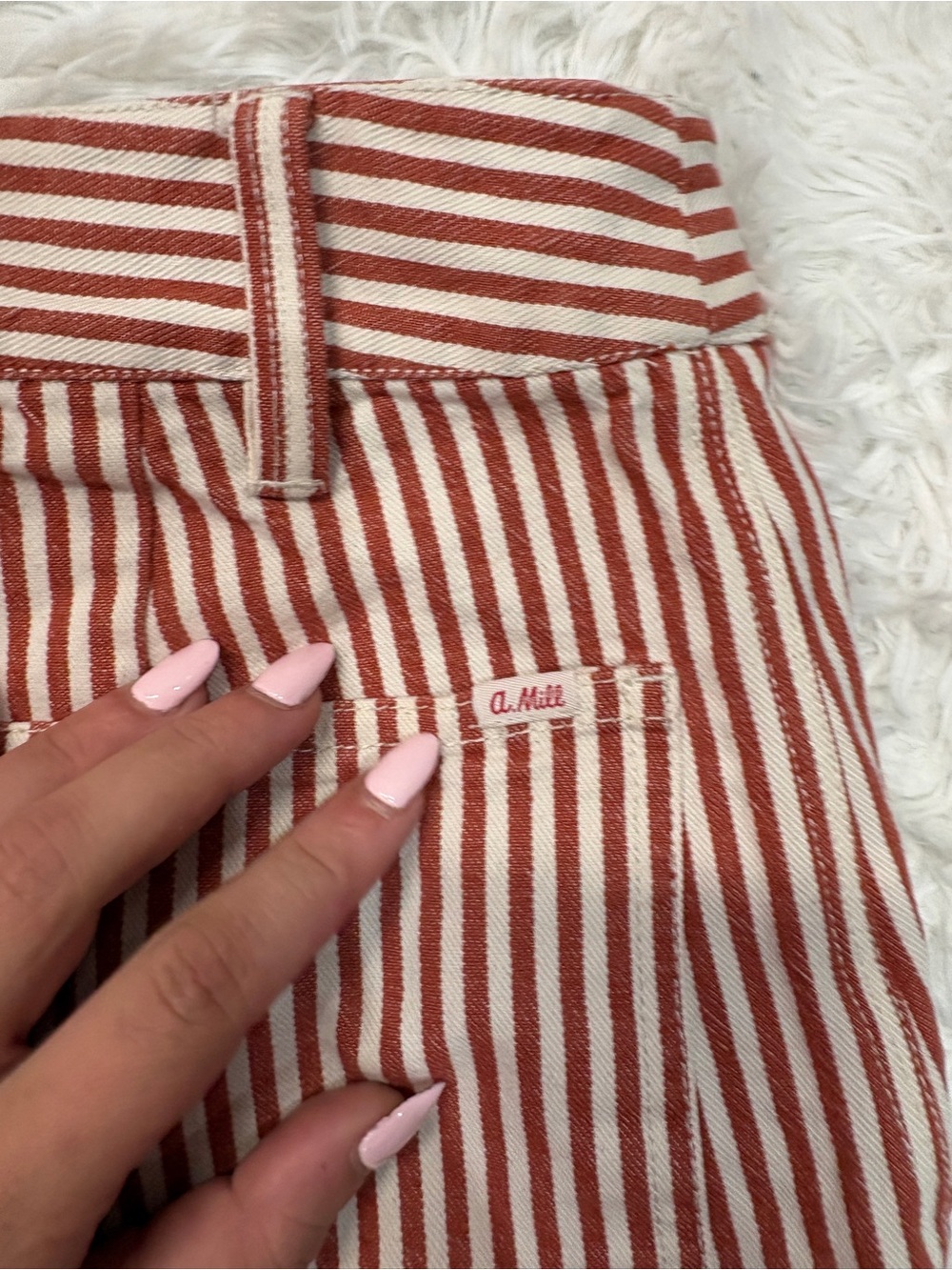 Alex Mill Red and White Striped Straight-Leg Pants - Picture 6 of 6